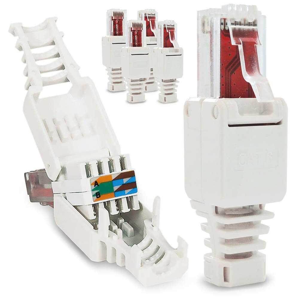 10PCS CAT6 RJ45 Connector No Crimp Connectors Ethernet Cale