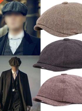 Men Beret Vintage Herringbone Gatsby Tweed Peaky Blinders Ha