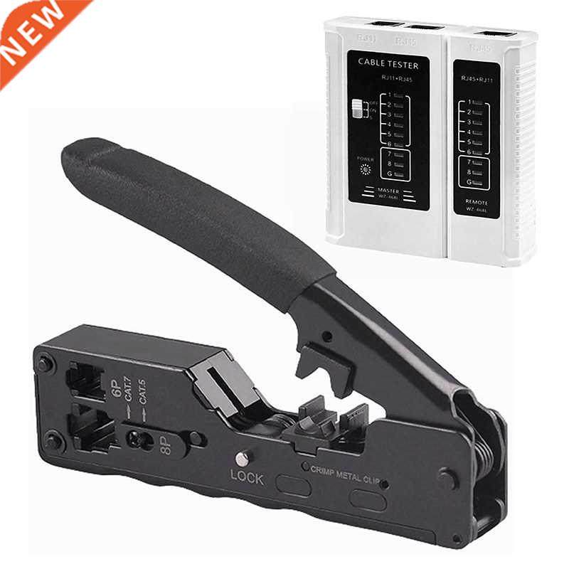 CAT5 CAT6A CAT7 Modular Crimper (Black) with RJ45 RJ12 RJ11