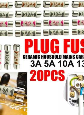 20 X Mixed Ceramic Household 230V UK Sockets Domestic Fuses