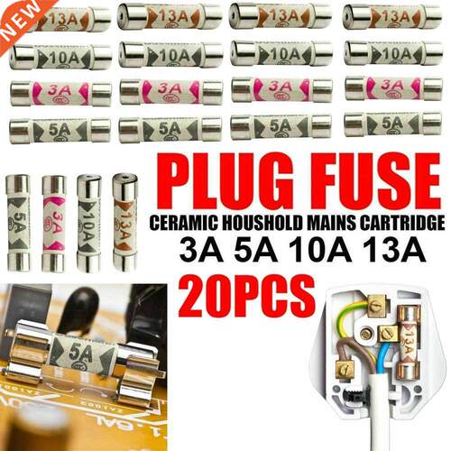 20 X Mixed Ceramic Household 230V UK Sockets Domestic Fuses