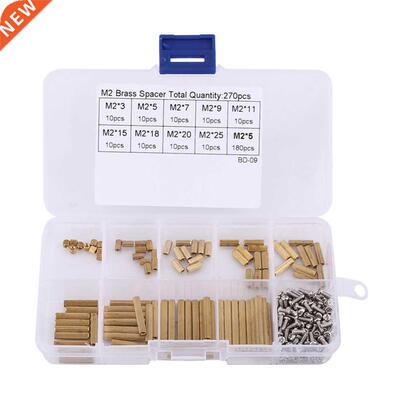 270Pcs/set M2 Pan Head Screws Brass Female-Female Standoff A