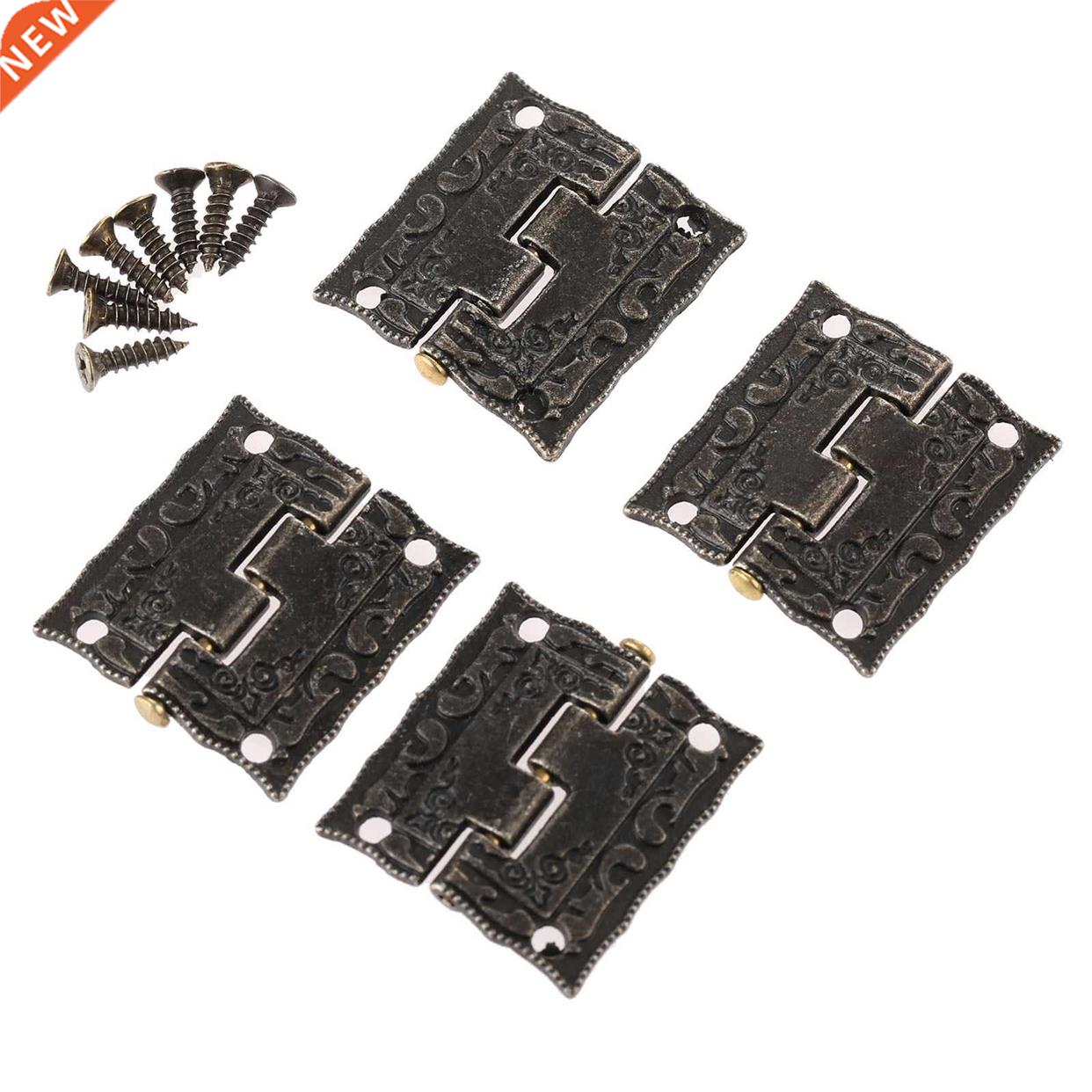 4 Pcs Furniture Fittings Antique Bronze Cabinet Hinges Furni