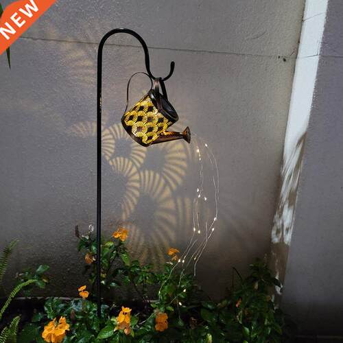 Solar LED Garden Watering Can Lamp With Lights String Fairy