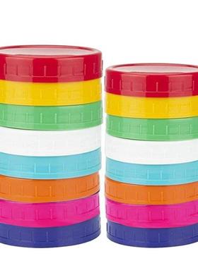 16 Pack Colored Plastic Mason Jar Lids -8 Wide Mouth & 8