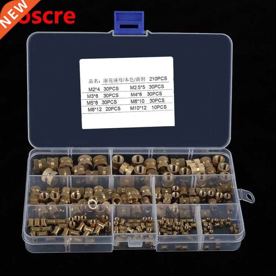 210pcs 8sizes M2-M10 Brass Cylinder Knurled Threaded Round I