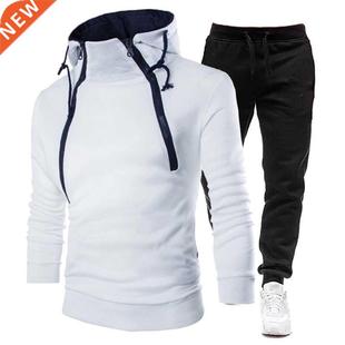 Men's Tracksuit Casual Sweatshirt Sets Double Zipper Hoo