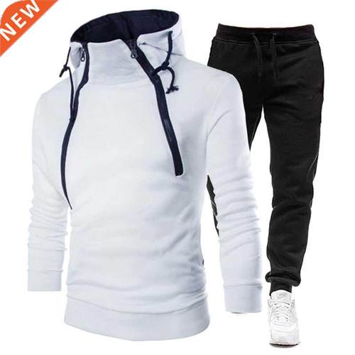 Men's Tracksuit Casual Sweatshirt Sets Double Zipper Hoo