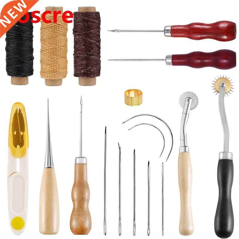 18Pcs Leather Sewing Kit With Large-Eye Stitching Needle Wax