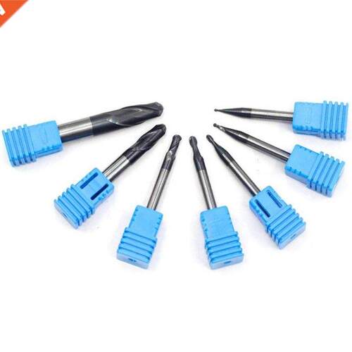 7 Pieces of Cemented Carbide Double-Edged End Mills, Ball No