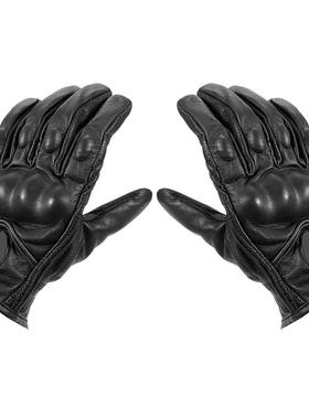 Pair Of Leather Motorcycle Racing Gloves Waterproof Windproo
