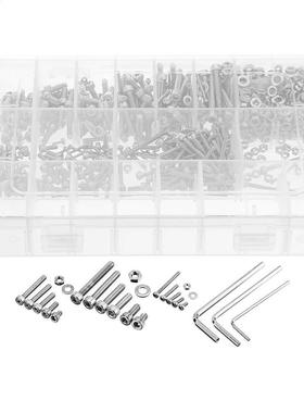 1080Pcs M2/M3/M4 304 Hex Socket Head Cap Screw Nuts Flat Was