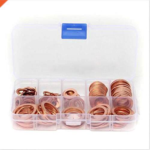 120Pcs 8 Sizes Assorted Solid Copper Crush Washers Seal Asso