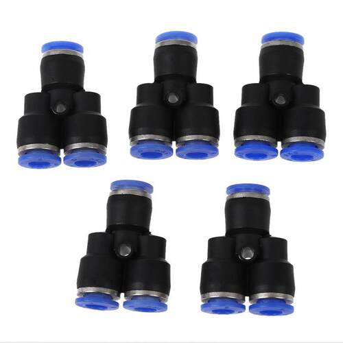 5 Pcs 3 Ways 6mm to 6mm Coupler Y Style Tue Joint in Fittin
