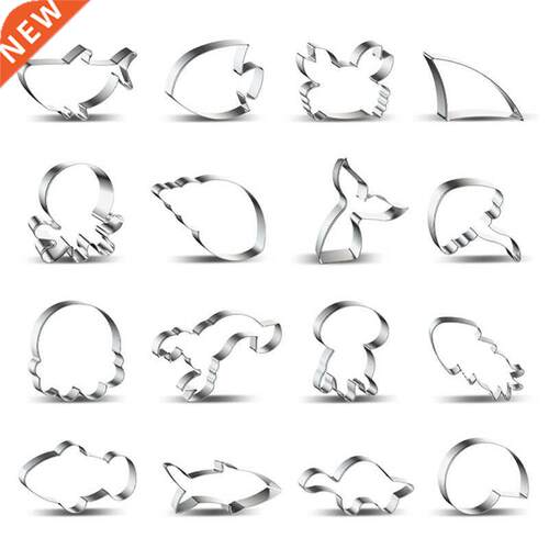 449C 16pcs/set Ocean World Stainless Steel Cookie Biscuit Cu