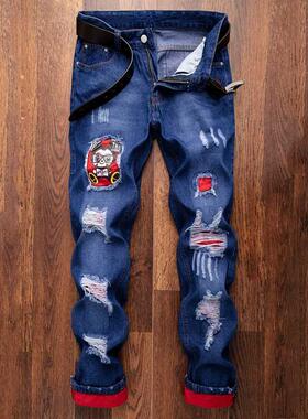 Jeans For Men Fashion Ripped Denim Trousers Biker High Quali