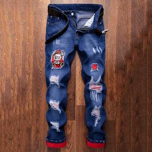 Jeans For Men Fashion Ripped Denim Trousers Biker High Quali