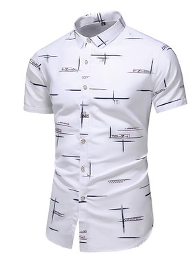 Fashion 9 Style Design Short Sleeve Casual Shirt Men's Print