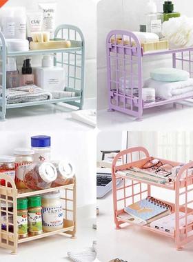 Plastic Bathroom Storage Shelf 2 Layer Freestanding Kitchen