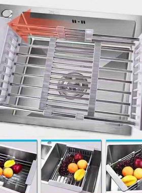 Stainless Steel Sink Drain Basket Expandable Dish Drying Rac