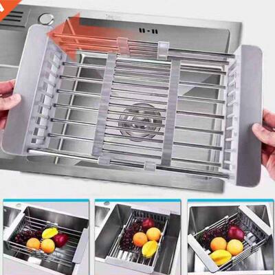 Stainless Steel Sink Drain Basket Expandable Dish Drying Rac