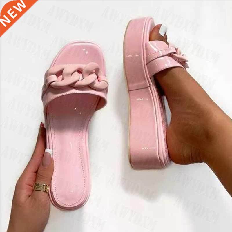 Plus Size 36-43 Chain Women Flats Open Toe Shoes 2022 New Su