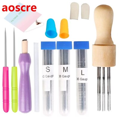 43PCS Needle Felting Tools With Wood Awl, Instruction For Ne