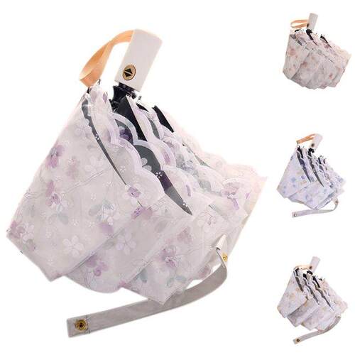 Fully Automatic Lace Sun Umbrella Three-Folding Double Layer