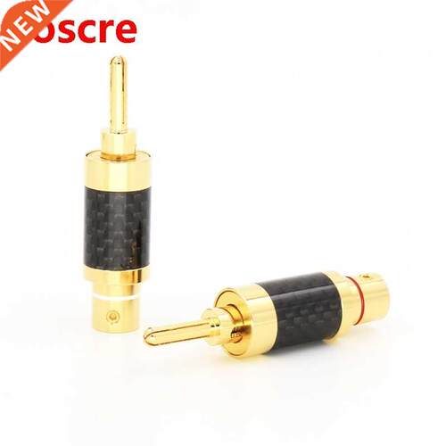 4Pcs Carbon Fibre 3U Gold plated Banana Plugs with spaeker c