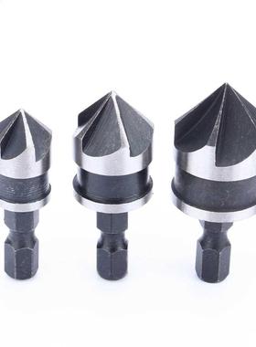 3Pcs 90 Degree 1/4 Hex Shank Bt 5 Flute 12-19mm Chamfer Cou