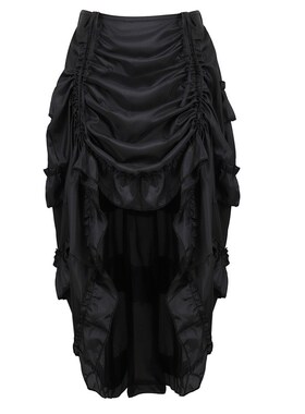Steampunk Women Skirts Gothic Irregular Shirring Pleated Par