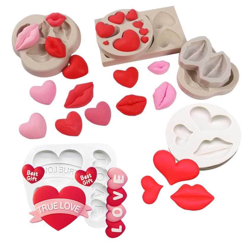 Lip Heart LOVE Shapes Silicone Mold Sugarcraft Cookie Cupcak