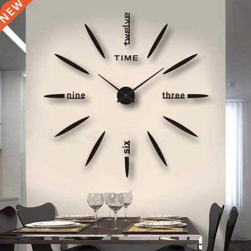 D Wall Clock Modern Design  Acrylic Mirror Sticker Quart