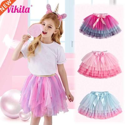 Girls Tutu Sequins Skirts Kids Clothes Bow Layered Skirts Pr