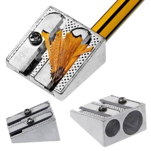 Metal Bevelled Double Hole Pencil Sharpener School Office Sh