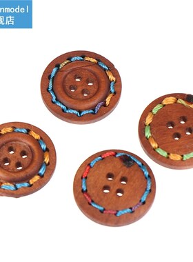10pcs 25mm Retro Series Wood Buttons For Handwork Sewing Scr