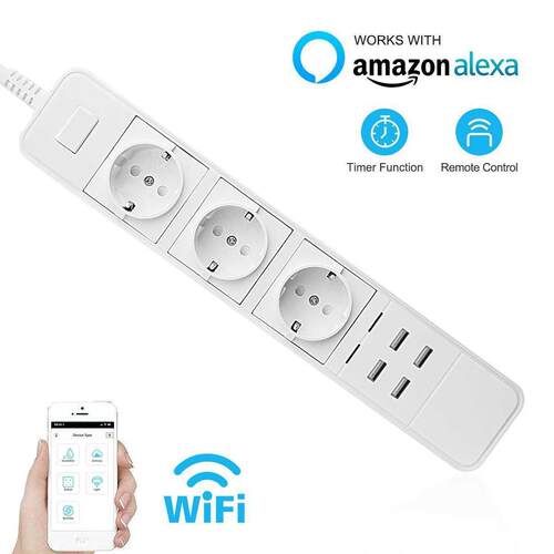 Smart Wifi Power Strip Surge Protector Multiple Sockets 4 US