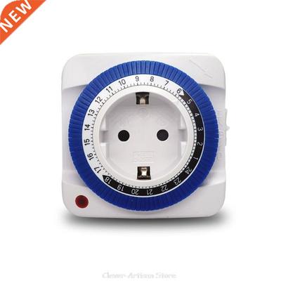 EU 24 Hours Timer Switch Socket 230V 16A Plug In 15min to 24
