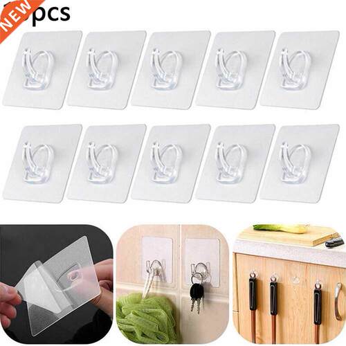 10Pcs Hooks PVC Strong Self Adhesive Seamless Wall Rack Wate
