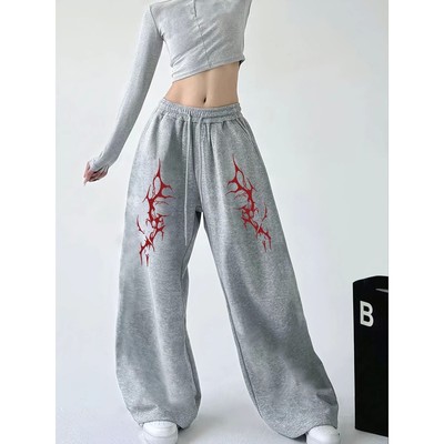 Dark Gothic  Print Loose Fit Long Pants 暗黑哥特印花宽松长裤