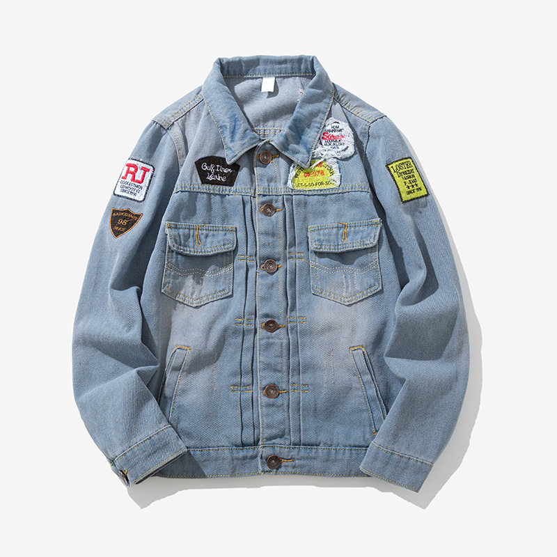 mens japanese style denim jacket mens denim jacket夹克外套