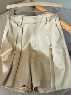 Split Face Wide Leg 女 Pearlescent Pants亮面五分阔腿裤 Bright