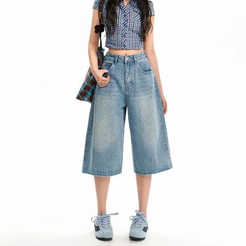 韩系高腰牛仔短裤女春季不易变形