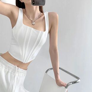 low cut tight 方领紧身背心女 base collar fitting vest Square