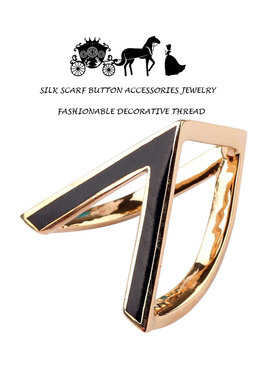 法式优雅高档珐琅彩丝巾扣高级感适合小方巾多功能披肩扣黑色金色