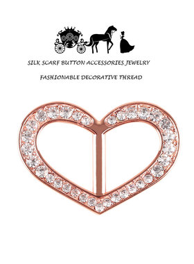 法式优雅女士爱心镶钻小号丝巾扣环高档方巾打结奢华两用围巾奢华