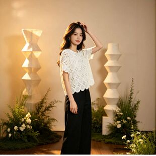 品牌货简约镂空针织衫薄款文艺套头罩衫女上衣2026夏装新款设计感