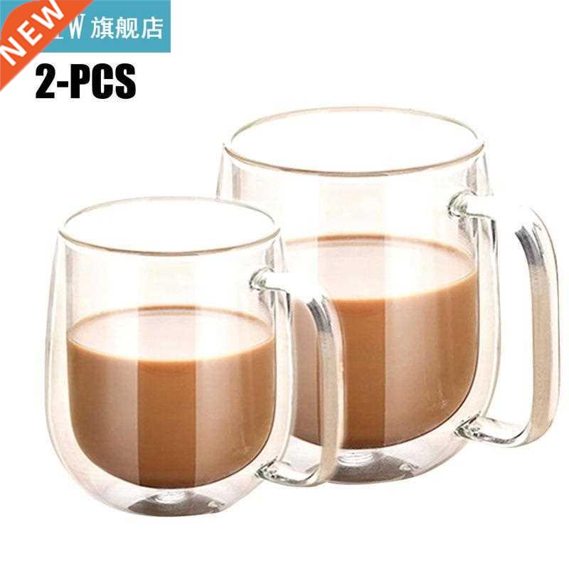 2Pcs Double Wall Heat-Resistant Couples Lovers Coffee Mugs B