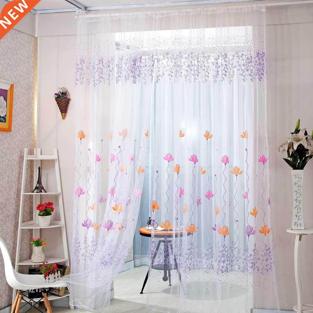 1pc modern lotus sheer curtain tulle window treatment voile