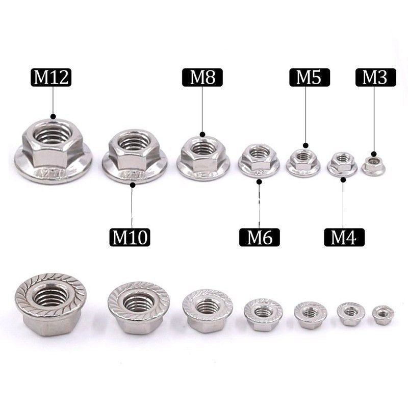 140PCS FLANGE NUT ASSORTMENT KT M3M5M6M8M10M12 304 STANL